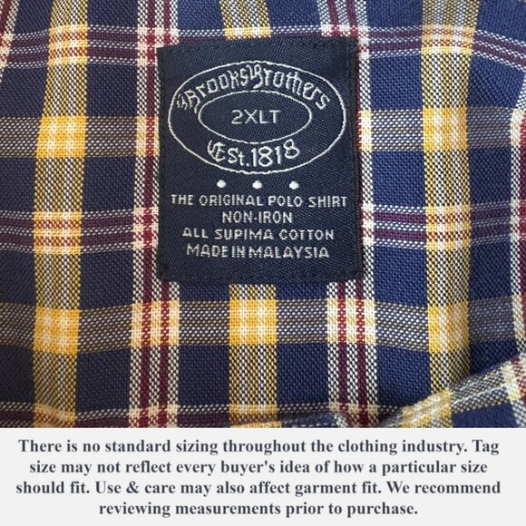 Brooks Brothers 2XLT Plaid Shirt Non-Iron Supima Cotton Long Sleeve Button Down - Picture 12 of 14